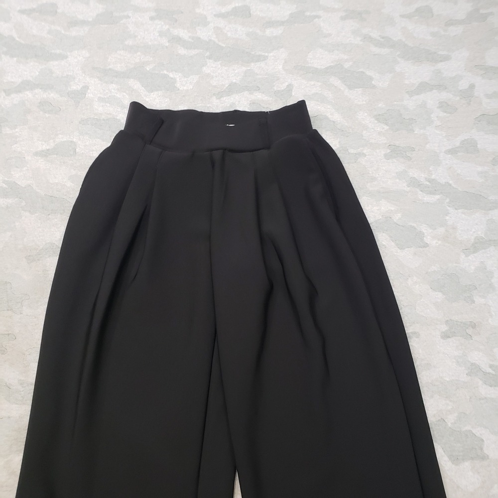 Chrome Riot Pants Women Small Black Wide Leg Pleated Pull On - Picture 2 of 10